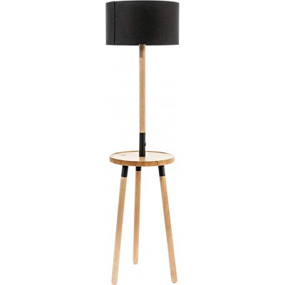 648,95 € Free Shipping | Floor lamp 40W Cylindrical Shape 135×40 cm. Clamping tripod. slide tray Living room, dining room and lobby. Modern Style. Wood. Black Color