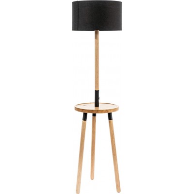 Lámpara de pie 40W 135×40 cm. Trípode de sujeción. Bandeja portaobjetos Madera. Color negro