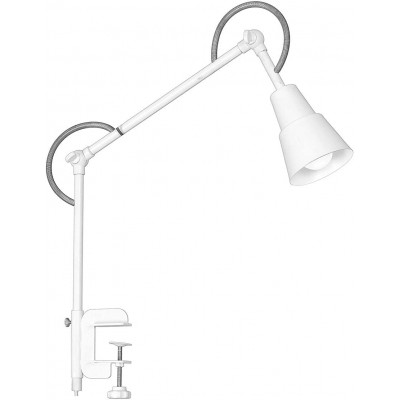 Настольная лампа 60W Коническая Форма 60×28 cm. Артикулируемый. Крепление стола клипсой Столовая, спальная комната и лобби. Металл. Белый Цвет