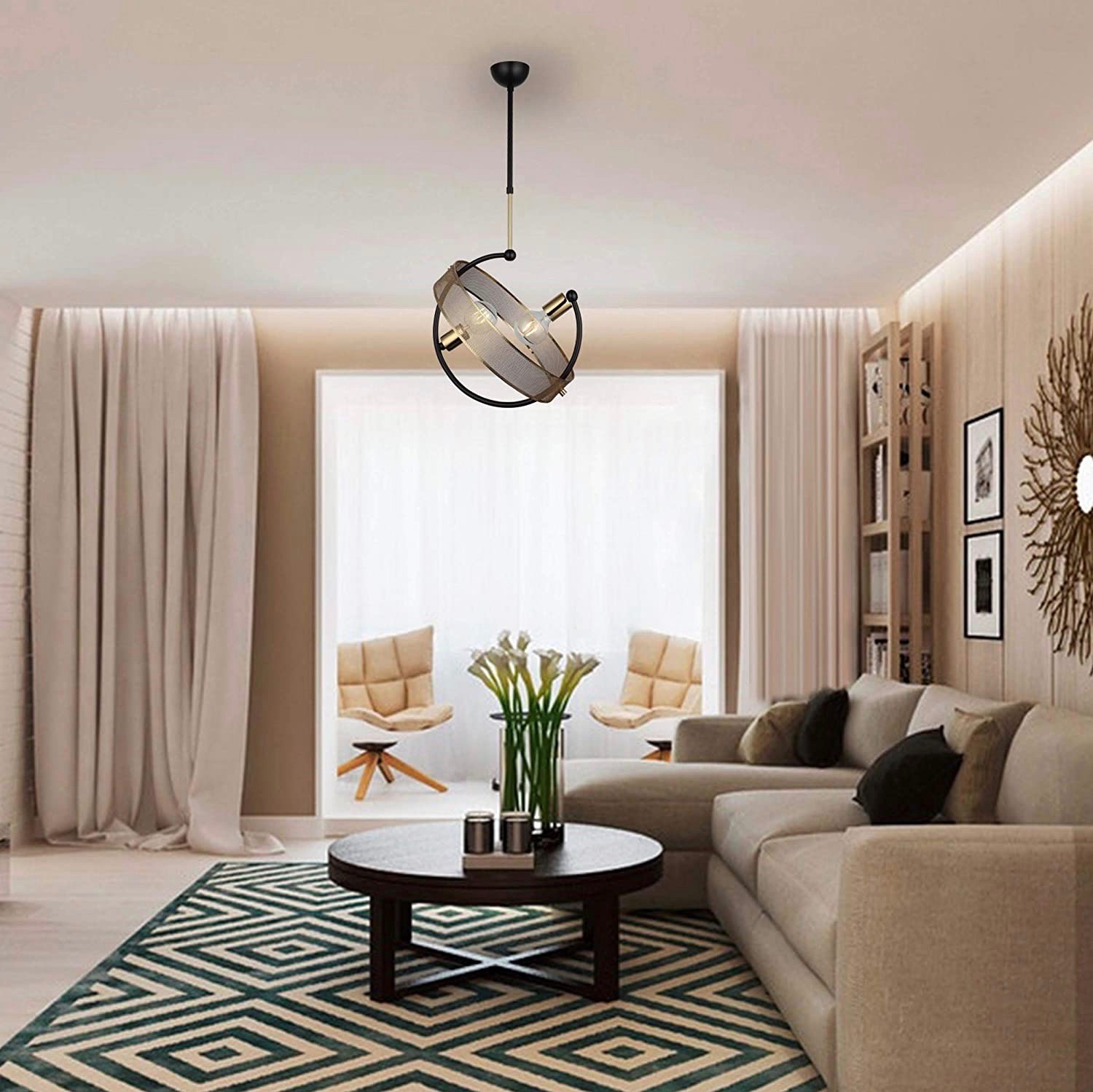 345,95 € Envio grátis | Lâmpada pendurada 40W 40×40 cm. Metais. Cor dourado