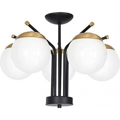 Deckenlampe 40W Sphärisch Gestalten 65×60 cm. 5 Strahler Wohnzimmer, esszimmer und schlafzimmer. Kristall und Metall. Weiß Farbe