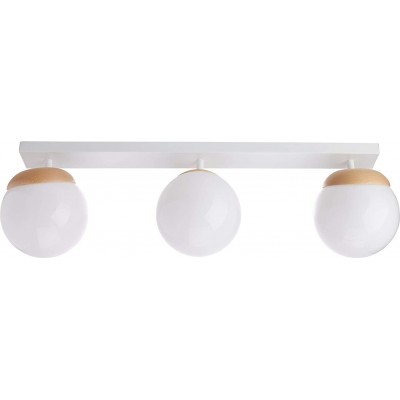 293,95 € Envío gratis | Foco para interior 62×24 cm. 3 puntos de luz Cristal, metal y madera. Color blanco