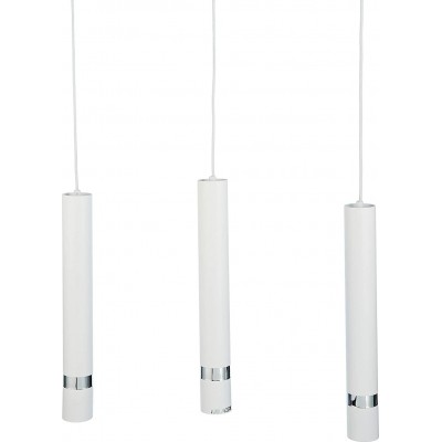 Lámpara colgante Forma Cilíndrica 80×60 cm. Triple foco Salón, dormitorio y vestíbulo. Metal. Color blanco