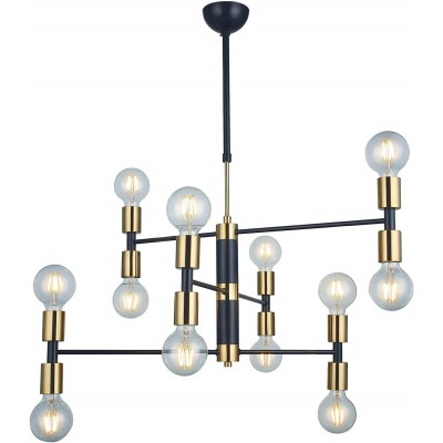 637,95 € Free Shipping | Chandelier 40W Spherical Shape 95×66 cm. 12 light points Living room, dining room and bedroom. Metal casting. Black Color