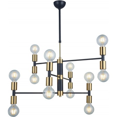 Lustre 40W 95×66 cm. 12 points lumineux Métal. Couleur noir