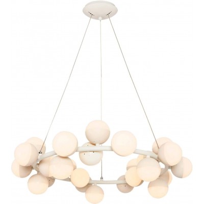 吊灯 球形 形状 120×67 cm. 25个LED灯点 客厅, 饭厅 和 大堂设施. 丙烯酸纤维 和 金属. 白色的 颜色
