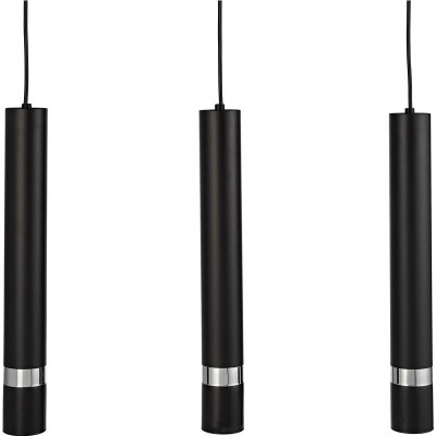 Lámpara colgante Forma Cilíndrica 80×60 cm. Triple foco Salón, comedor y vestíbulo. Metal. Color negro