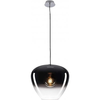 Lampada a sospensione 40W Forma Sferica Ø 40 cm. LED Sala da pranzo, camera da letto e atrio. Stile moderno. Acciaio e Bicchiere. Colore nero