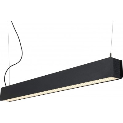 Lampe à suspension 45W Façonner Rectangulaire 116×10 cm. Salle, salle à manger et chambre. Métal. Couleur noir