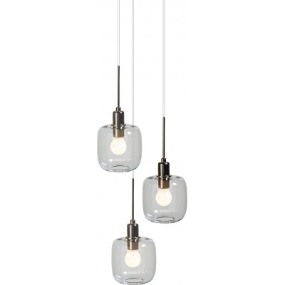 Lampe à suspension 4W Façonner Sphérique 46×28 cm. Triple foyer Salle et bureau. Style conception. Acier et Cristal