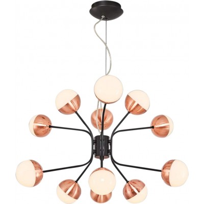 Lámpara de araña 60W Forma Esférica 120×64 cm. 12 puntos de luz LED Salón, comedor y vestíbulo. Metal. Color cobre