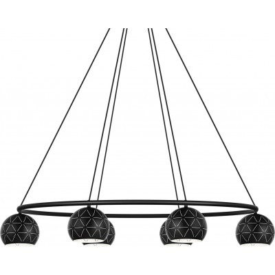 Lampe à suspension Eglo 40W Façonner Sphérique 115×110 cm. 6 projecteurs Salle, salle à manger et chambre. Acier. Couleur noir