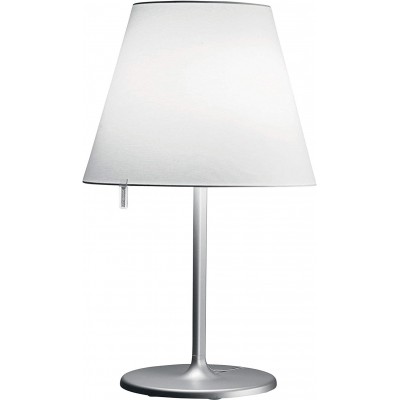 Lámpara de sobremesa 100W Forma Cónica 58 cm. Salón, comedor y dormitorio. Aluminio. Color aluminio