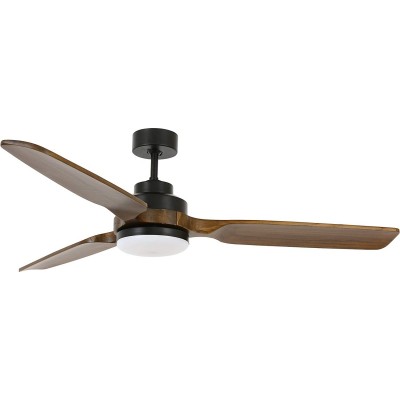 Ceiling fan with light Ø 142 cm. 3 vanes-blades. Integrated LED lighting Dining room, bedroom and lobby. Modern Style. Wood. Brown Color