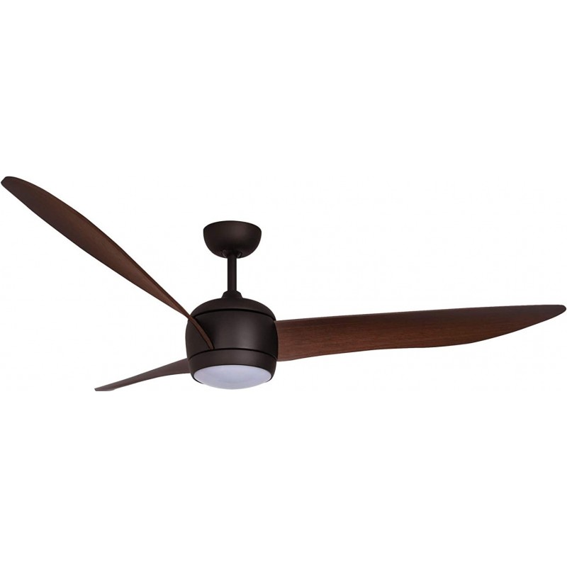 478,95 € Free Shipping | Ceiling fan with light 35W 142×142 cm. 3 vanes-blades. Remote control. LED lighting Living room, bedroom and lobby. Modern Style. Aluminum, Metal casting and Wood. Brown Color