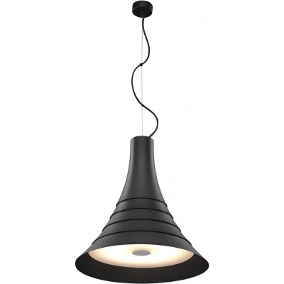 Lámpara colgante 30W 2700K Luz muy cálida. Forma Cónica 46×45 cm. LED regulable Salón, comedor y vestíbulo. Estilo moderno y cool. Acrílico y Aluminio. Color negro