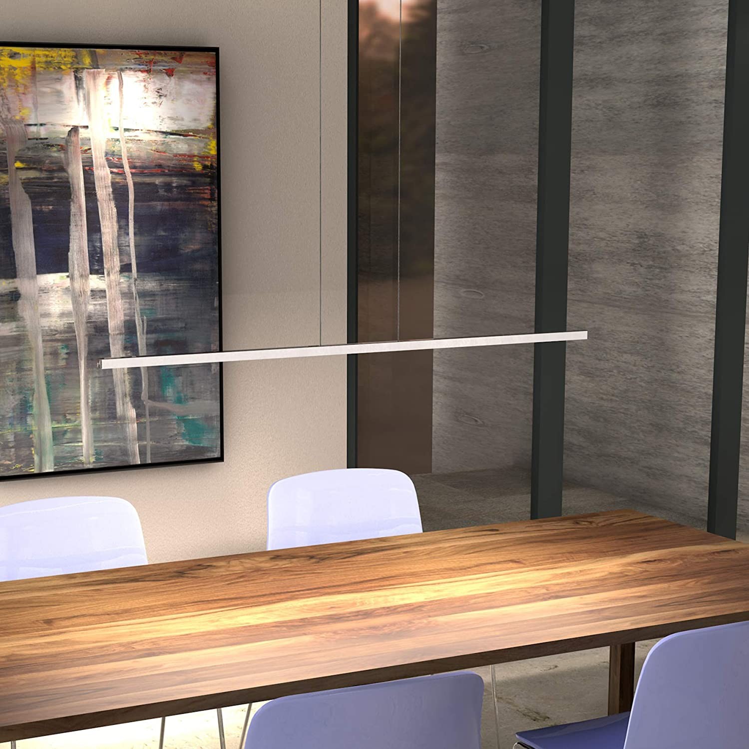 304,95 € Kostenloser Versand | Hängelampe 22W 150×2 cm. Dimmbare LED Fernbedienung Aluminium. Weiß Farbe