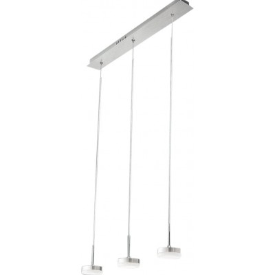 Lampe à suspension Façonner Ronde 75×42 cm. 3 points lumineux à LED Salle, salle à manger et chambre. Style moderne et frais. Acrylique et Aluminium. Couleur aluminium