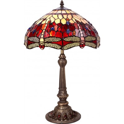 Lâmpada de mesa Forma Cônica 58×40 cm. Tulipa Sala de estar, sala de jantar e quarto. Estilo projeto. Cristal. Cor vermelho