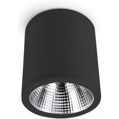 Indoor spotlight Cylindrical Shape 25×20 cm. LED Living room, dining room and bedroom. Aluminum and Polycarbonate. Black Color