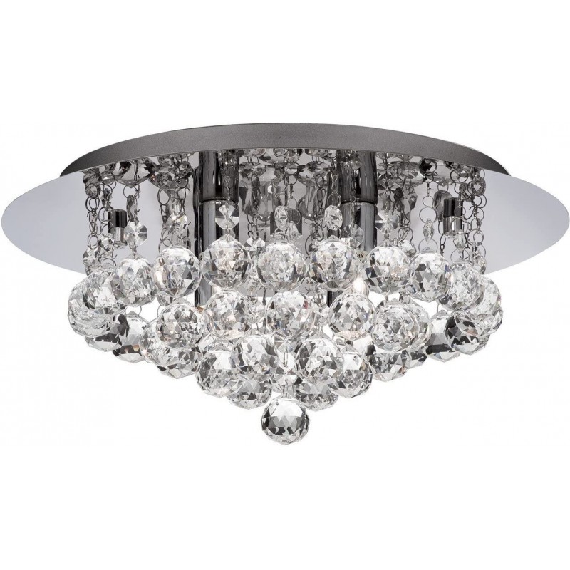 183,95 € Free Shipping | Ceiling lamp 10W Round Shape 35×35 cm. Living room, dining room and bedroom. Modern Style. Crystal, Metal casting and Glass. Plated chrome Color