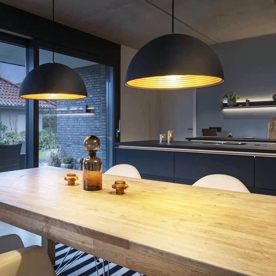 293,95 € Free Shipping | Hanging lamp 40W 48×48 cm. Adjustable LED. Installation in track-rail system Steel and aluminum. Black Color