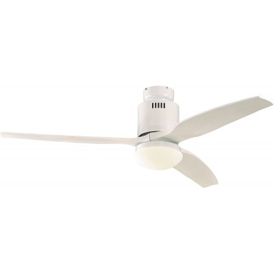 Ventilateur de plafond avec lumière 80W 132×132 cm. 3 pales Bois. Couleur blanc