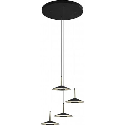 Hanging lamp 32W Round Shape Ø 50 cm. 4 spotlights Living room, dining room and lobby. Modern Style. Acrylic. Black Color
