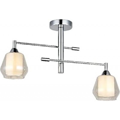 215,95 € Kostenloser Versand | Deckenlampe 40W 68×42 cm. 2 Lichtpunkte Kristall, metall und glas. Überzogenes chrom Farbe