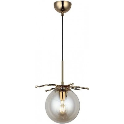 Lámpara colgante 40W Forma Esférica 88×30 cm. Salón, comedor y dormitorio. Cristal, Metal y Vidrio. Color dorado