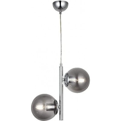 169,95 € Kostenloser Versand | Hängelampe 40W 102×38 cm. 2 Lichtpunkte Kristall, metall und glas. Überzogenes chrom Farbe