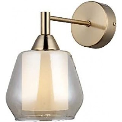 Luz de parede interna 40W 25×25 cm. Cristal, metais e vidro. Cor dourado