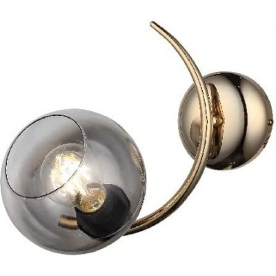 Luz de parede interna 40W 28×22 cm. Cristal, metais e vidro. Cor dourado