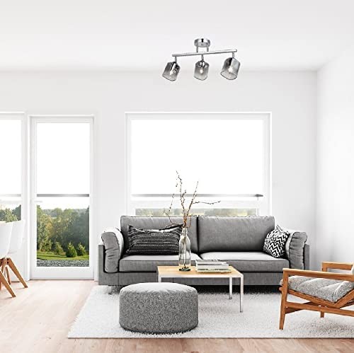 162,95 € Envío gratis | Foco para interior 40W 59×31 cm. Triple foco Metal y vidrio. Color cromado