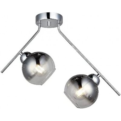 149,95 € Free Shipping | Indoor spotlight 40W Spherical Shape 50×42 cm. Double focus Living room, dining room and bedroom. Metal casting and Glass. Plated chrome Color