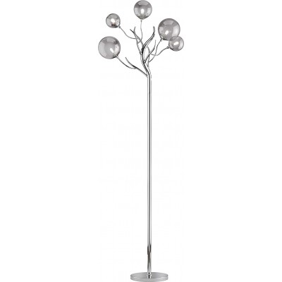 Lampada da pavimento 50W Forma Sferica 177×54 cm. 5 punti luce. disegno a forma di albero Soggiorno, sala da pranzo e camera da letto. Stile moderno. Metallo e Bicchiere. Colore cromato