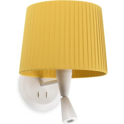 Lampada da parete per interni 15W Forma Cilindrica 29×26 cm. Lampada ausiliaria per la lettura Camera da letto. Acciaio e Alluminio. Colore giallo