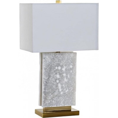 Lampada da tavolo Forma Rettangolare 69×38 cm. Soggiorno, sala da pranzo e atrio. Metallo e Tessile. Colore bianca