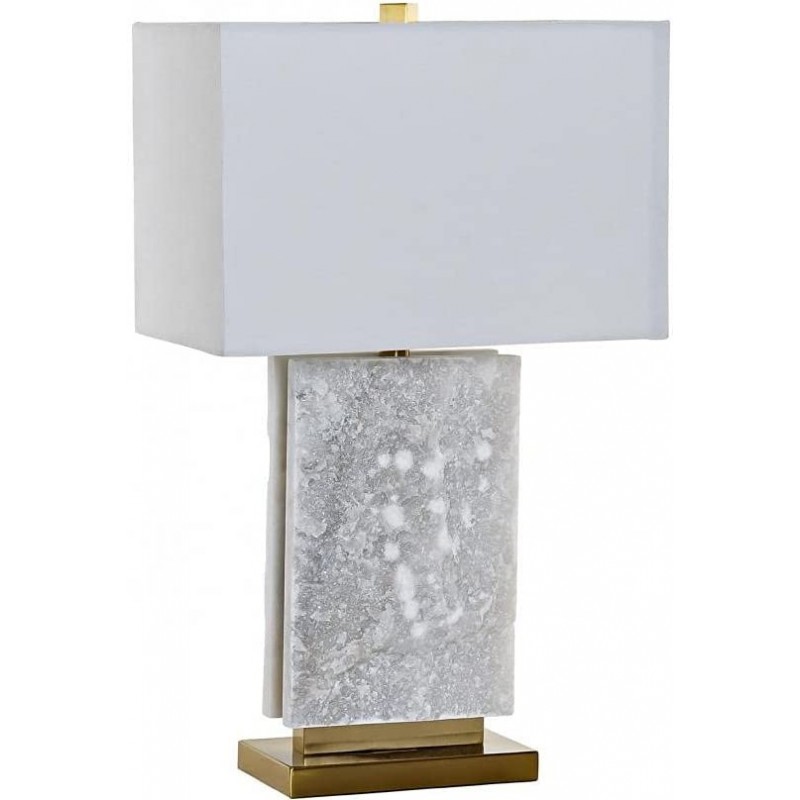 282,95 € Free Shipping | Table lamp Rectangular Shape 69×38 cm. Living room, dining room and lobby. Metal casting and Textile. White Color