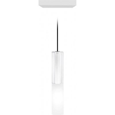 Lámpara colgante Forma Cilíndrica 39×22 cm. LED Salón, comedor y vestíbulo. Cristal y Vidrio. Color blanco