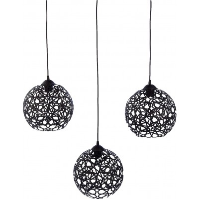 373,95 € Free Shipping | Hanging lamp 100W Spherical Shape 74×28 cm. 3 points of light Living room, dining room and lobby. Metal casting. Black Color