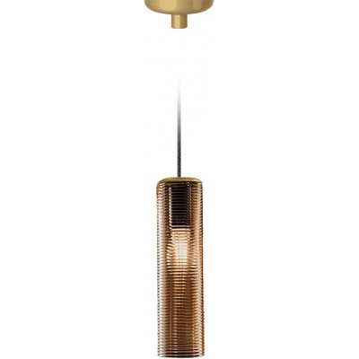 455,95 € Free Shipping | Hanging lamp Cylindrical Shape 45×13 cm. Dining room, bedroom and lobby. Glass. Golden Color