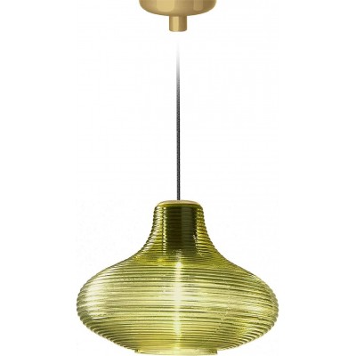 Lámpara colgante Forma Esférica 31×31 cm. Comedor, dormitorio y vestíbulo. Cristal y Vidrio. Color verde
