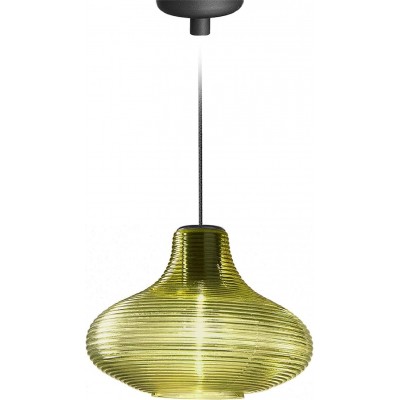Lámpara colgante 56W Forma Esférica 31×31 cm. Salón, comedor y dormitorio. Cristal y Vidrio. Color verde