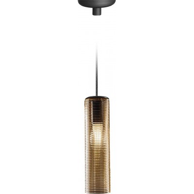 Lampe à suspension 56W Façonner Cylindrique 45×13 cm. Salle, salle à manger et chambre. Cristal et Verre. Couleur dorée
