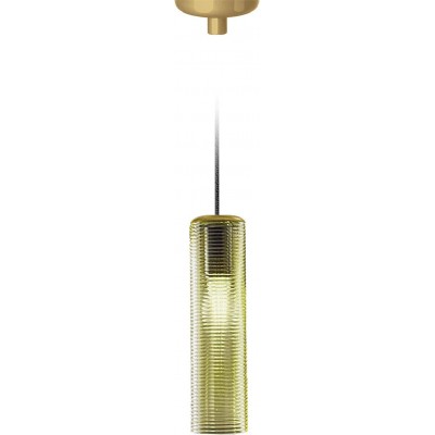 Hanging lamp 56W Cylindrical Shape 45×13 cm. Living room, dining room and bedroom. Crystal and Glass. Green Color