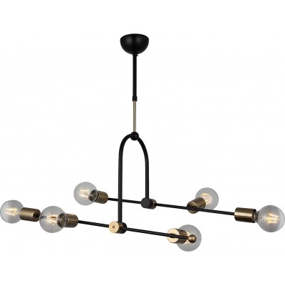 Lámpara de araña 40W Forma Alargada 70×53 cm. 4 puntos de luz Salón, comedor y dormitorio. Metal. Color negro