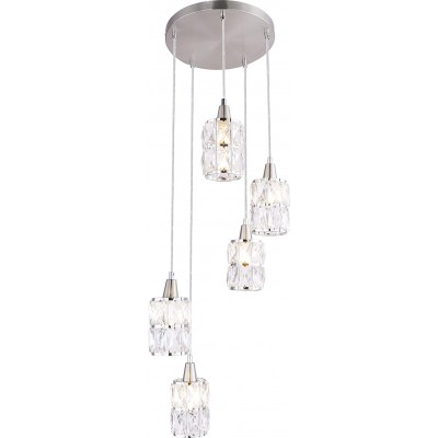 225,95 € Free Shipping | Hanging lamp 43×43 cm. 4 points of light Chromed metal. Plated chrome Color