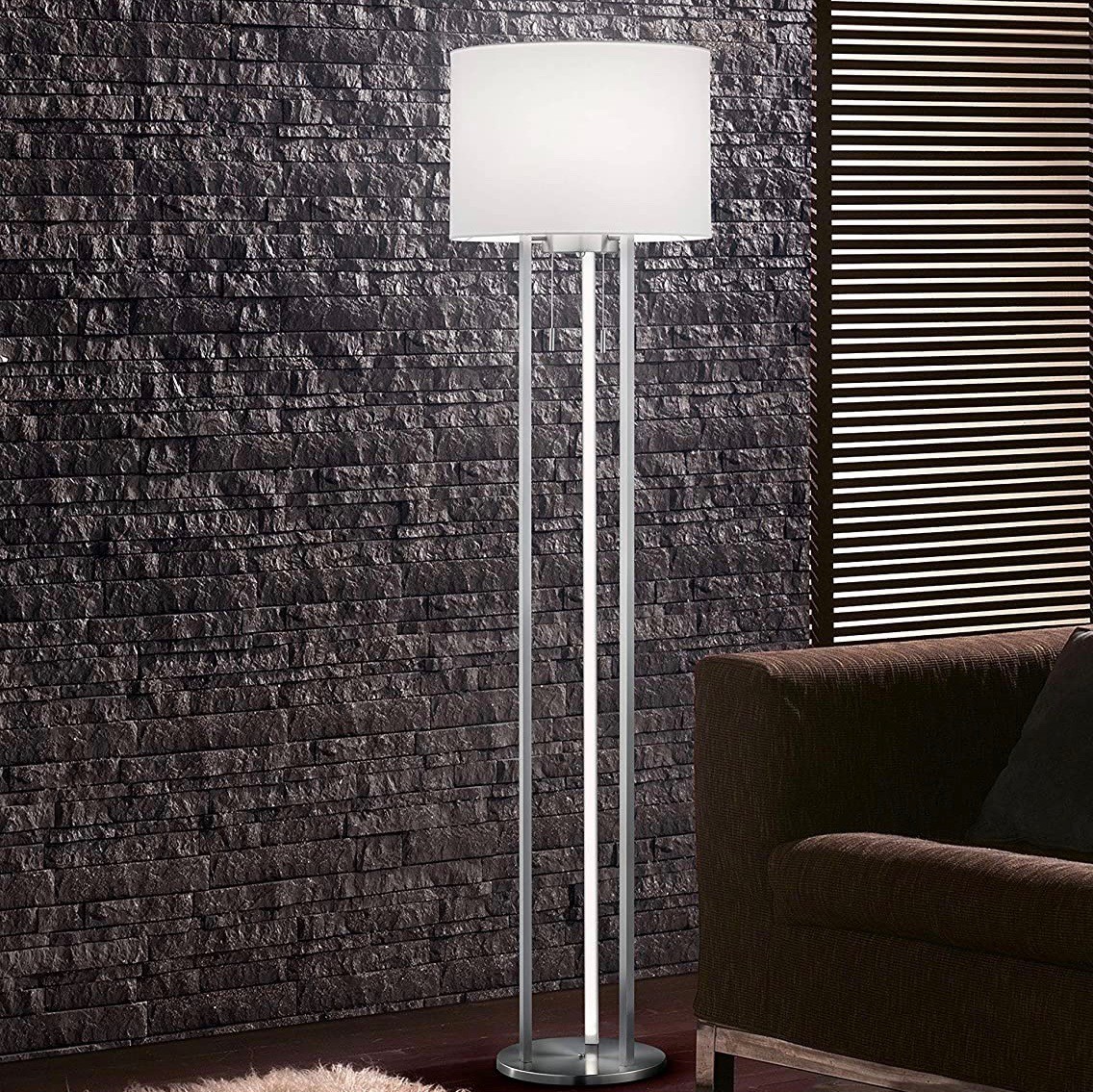 519,95 € Envío gratis | Lámpara de pie Trio 40W 156×40 cm. Metal. Color níquel