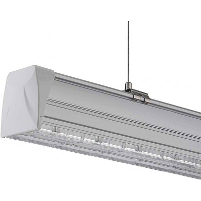 Lámpara colgante 50W Forma Rectangular 150×7 cm. LED de doble lente asimétrica y regulable Salón, comedor y vestíbulo. Acero. Color gris